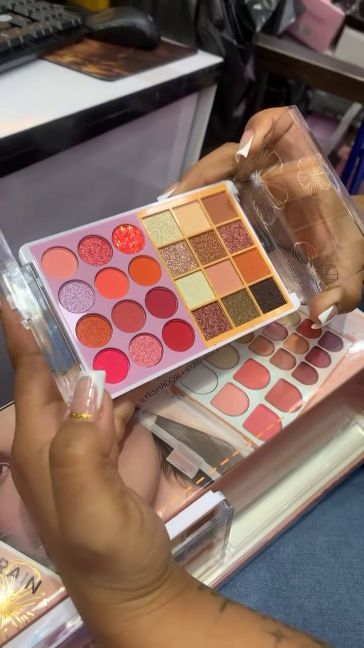 Multi-Color Professional Eyeshadow Palette with Matte, Shimmer, and Glitter Finishes Featuring Bold Warm Tones and Soft Neutrals for Versatile Day-to-Night Makeup Looks