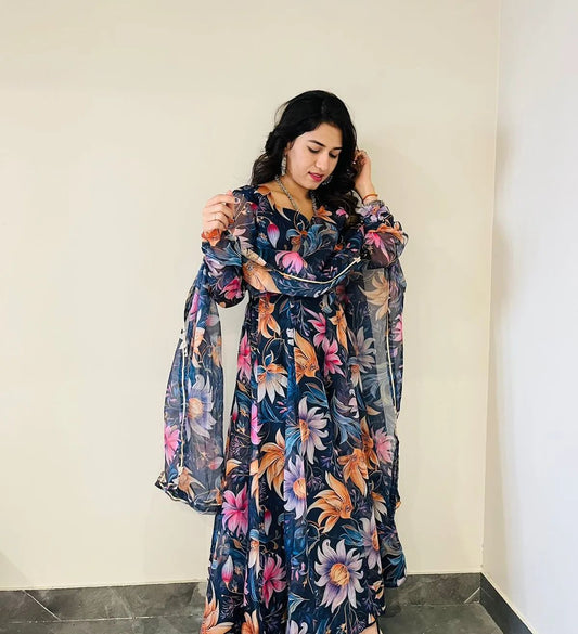 Party Wear Look Organza Taby Silk Gown