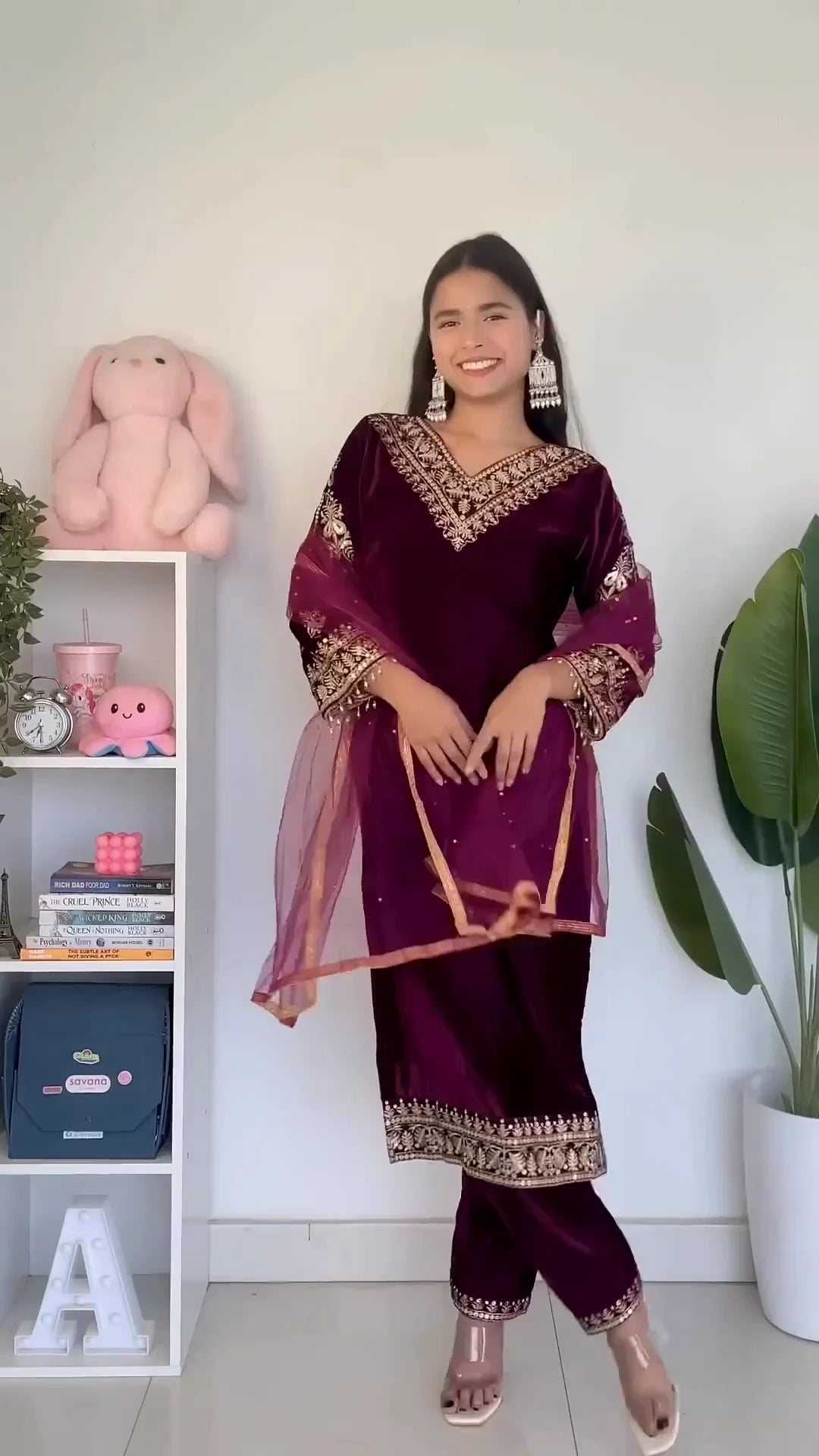 Brown Anarkali Dress with Intricate Threadwork and Sequin Detailing – Featuring a Beautiful Sheer Dupatta with Floral Lace Border