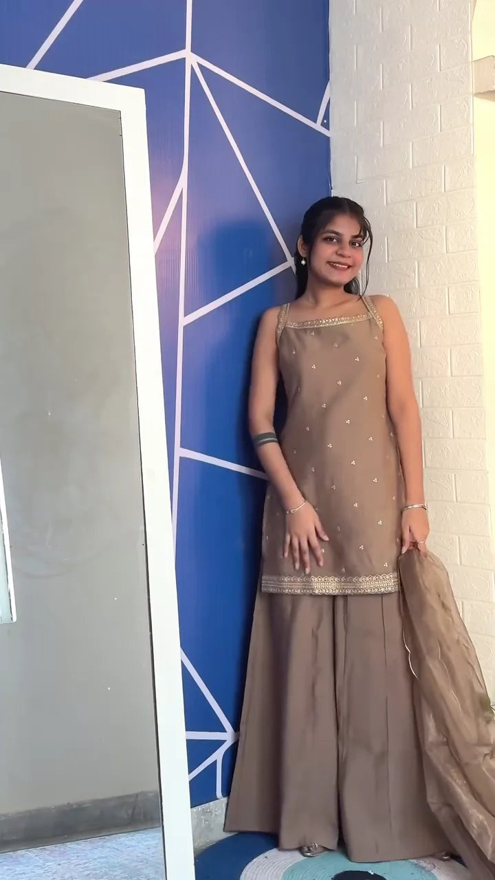 Royal Blue Anarkali Dress with Intricate Silver Embroidery and Delicate Sequin Detailing, Featuring a Flared Skirt and Elegant Chiffon Dupatta