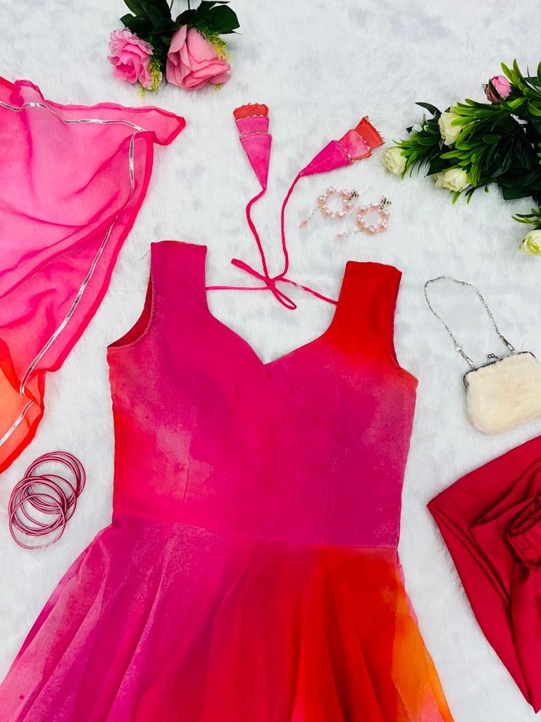 Digital Printed Pure Georgette Fabric Anarkali Suit With Huge Flair With Dupatta