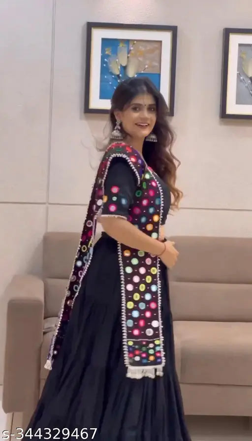 Navratri Special Heavy Parampara Silk Embroidered Work With Real Mirror Lehengas With Dupatta