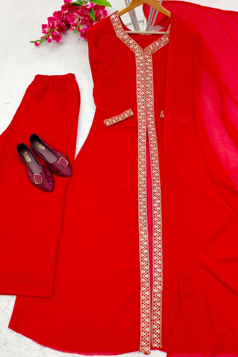 Indian Festival Wear Dress, Kurta Set With Pant Dupatta, Karwa Chauth Special Dress, Ready To Wear Suits, Partywear Ethnic Dress, 3pcs Set