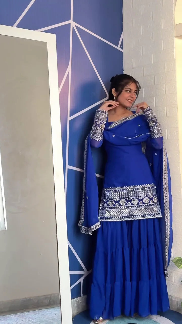 Trendy Lavender Pre-Draped Saree with Stylish Striped Sequin Blouse – Elegant Fusion Wear for Parties, Weddings and Festive Occasions