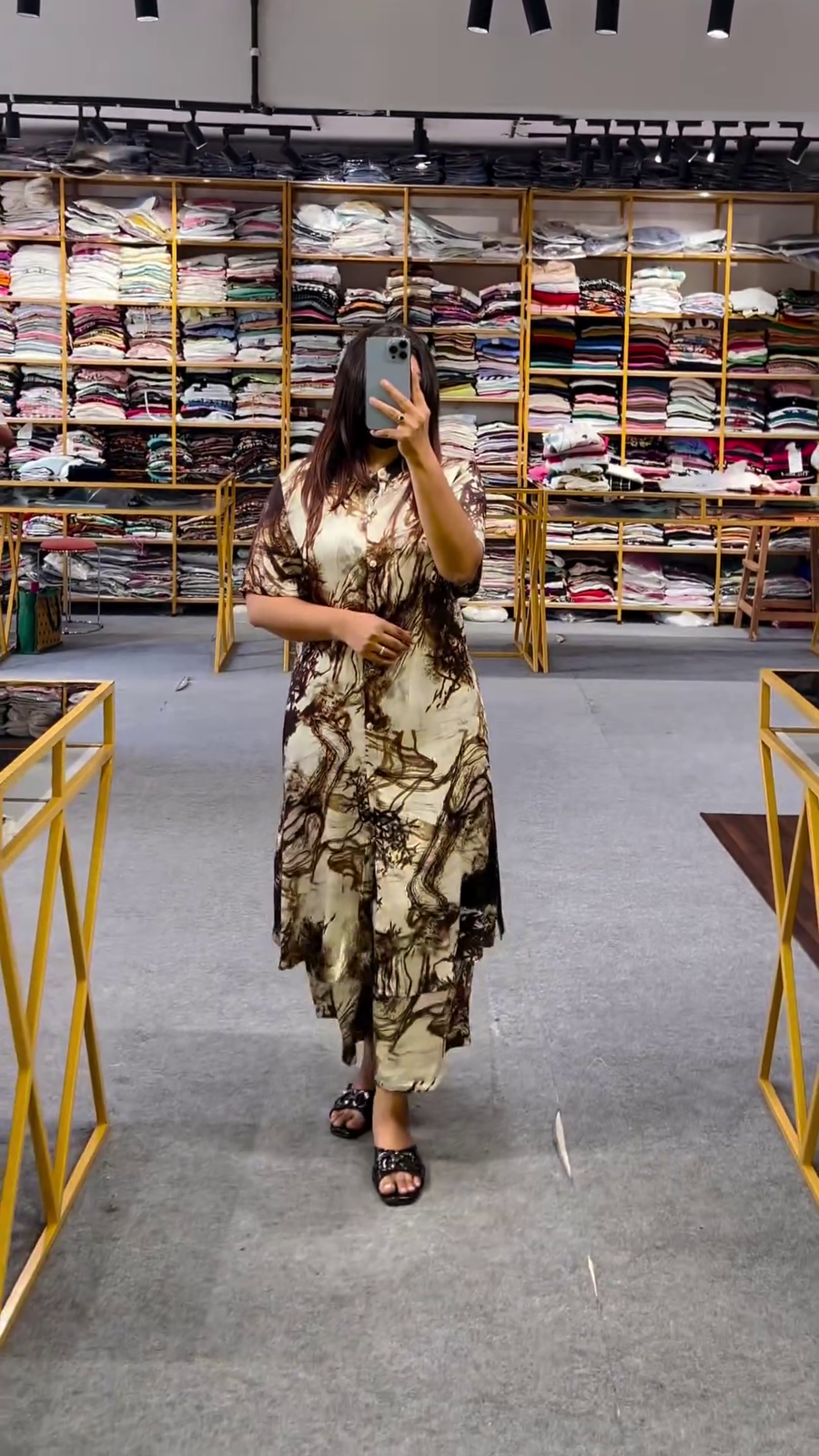 Womens Maxi Dresses Long Sleeve Shirt Dress Floral Printed