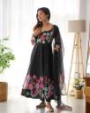 Women Georgette Gown Dupatta Set