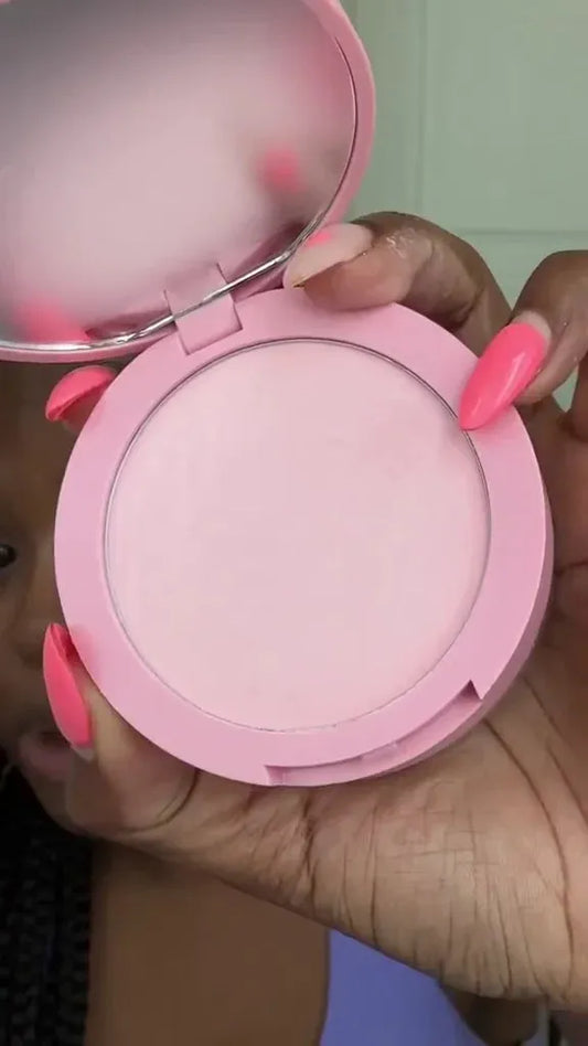 Radiant Glow Soft-Touch Pressed Powder Highlighter in Dreamy Petal Pink – Lightweight, Buildable Formula for a Natural Luminous Finish – Ideal for All Skin Types and Tones, Compact with Mirror for On-the-Go Application