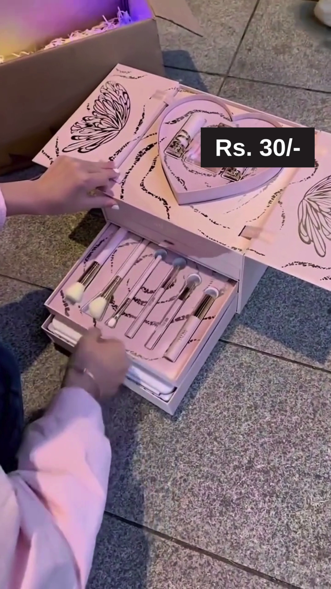 All-in-One Portable Makeup Vanity Box with Mirror, LED Lights, Lipsticks, Brushes, Blush Palette, and Beauty Essentials – Compact Cosmetic Organizer for Glam On-the-Go