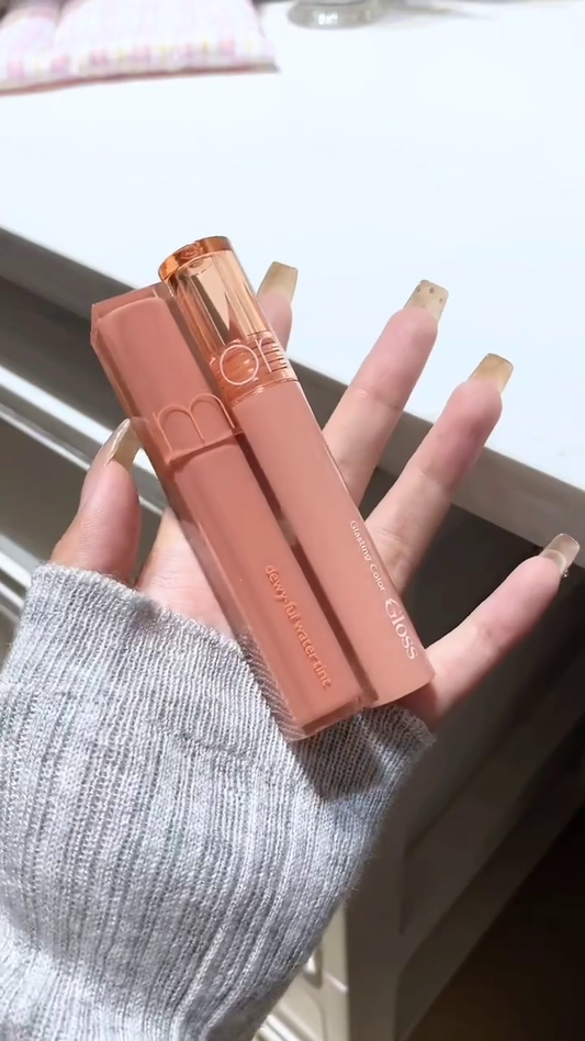 Moart Dewy Lip Water Tint and Gloss Duo in Shade 02 Dry Rose – Hydrating, High-Shine Lip Color with Long-Lasting, Natural Finish