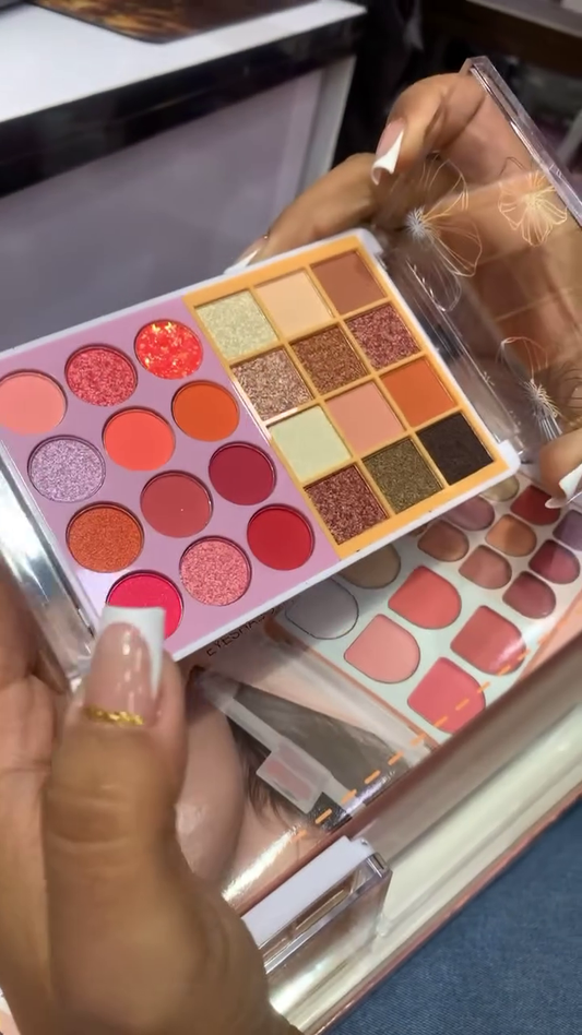 Multi-Color Professional Eyeshadow Palette with Matte, Shimmer, and Glitter Finishes Featuring Bold Warm Tones and Soft Neutrals for Versatile Day-to-Night Makeup Looks