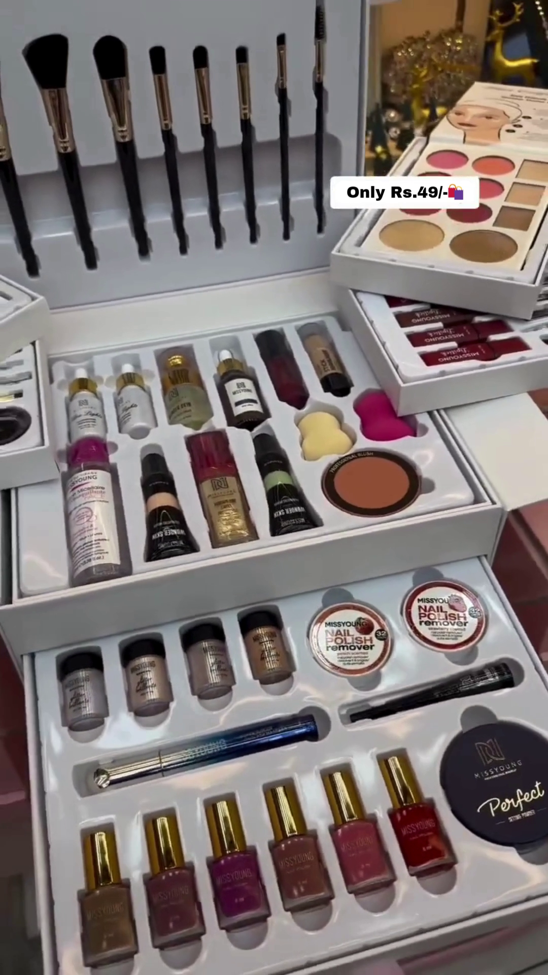 All-in-One Premium Makeup Kit with Brushes, Lipsticks, Eyeshadows, Foundations, Nail Polishes, Blush, Highlighters, Skincare Essentials, and Accessories for Professional and Personal Use