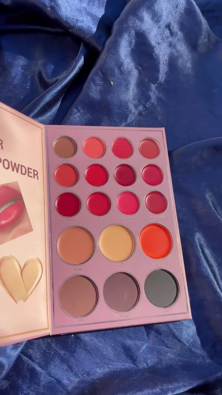 All-in-One Glam Makeup Set – 2-in-1 Eyeshadow and Lip Color Palette with Richly Pigmented Shades, Matte and Shimmer Finishes, and Versatile Face Powders for Complete Everyday to Glam Looks