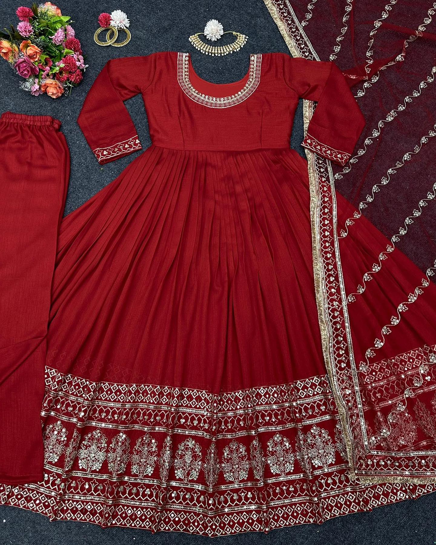 Looking For This Same Colour Beautiful Designer Suit On Vanilla Silk With Inner And Thred With Sequnce Work And Pent On Crep Febric