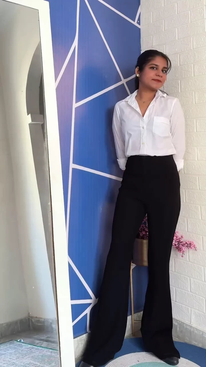 Women's High-Waisted Bell Bottom Flared Pants - Elegant Stretch Trousers for a Retro Chic Look in multi color