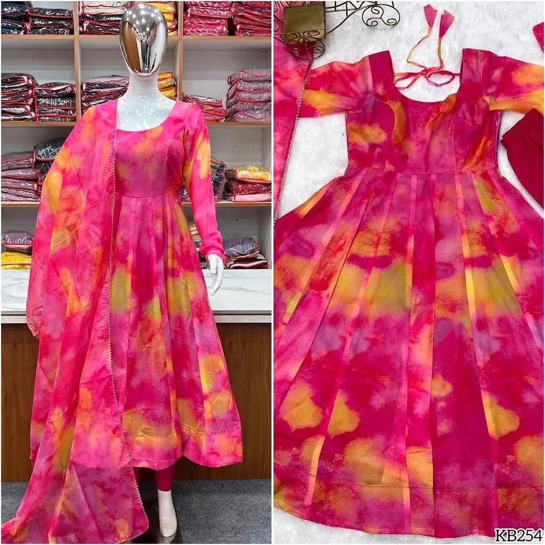 Trendy Printed Anarkali Gown Suit For Women, Indian Wedding Mehendi Festival Bridesmaids Party Wear Dress, Stitched Indian Dresses