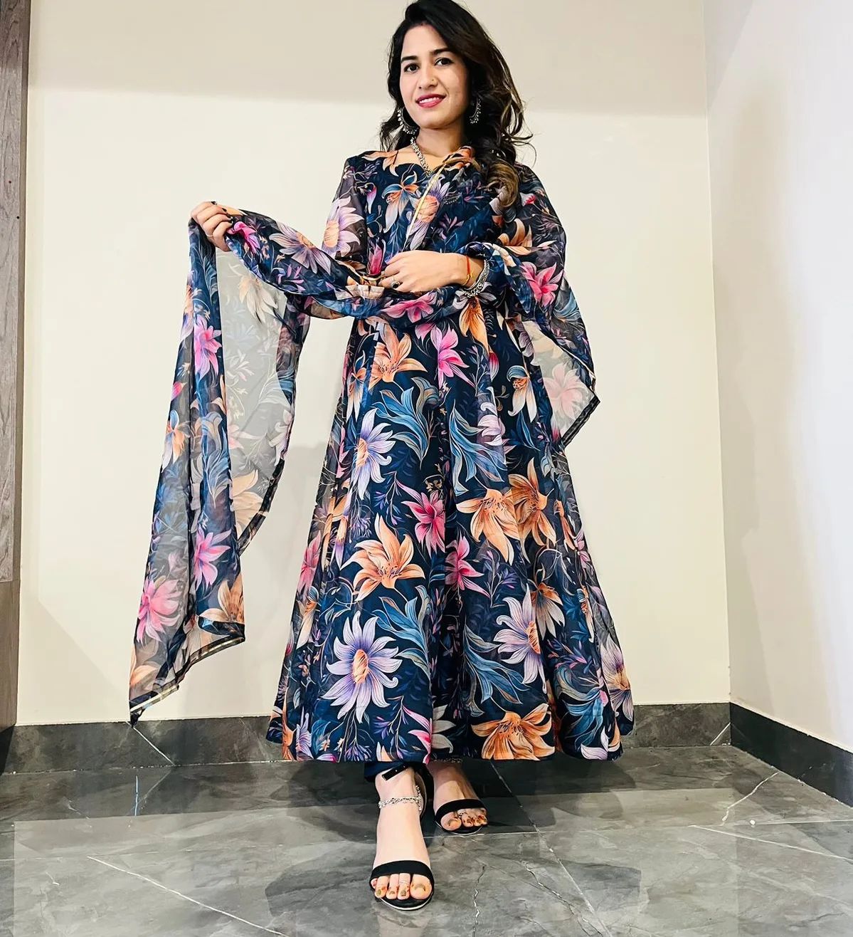 Party Wear Look Organza Taby Silk Gown