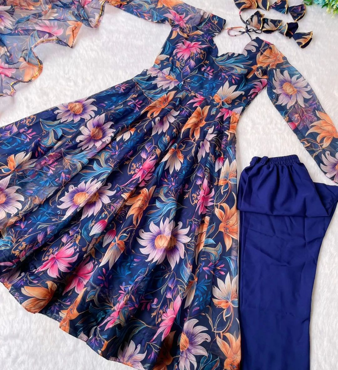 Party Wear Look Organza Taby Silk Gown