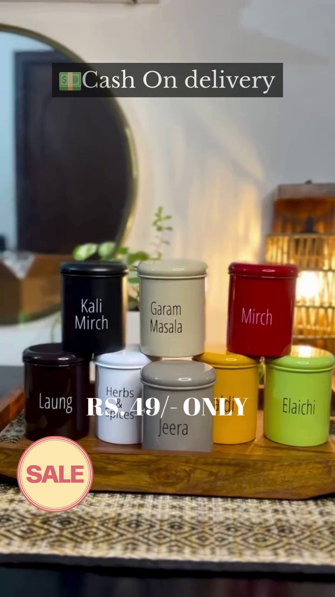 Colorful 300ml Metal Spice Storage Jars with Airtight Lids – Labeled Containers for Kali Mirch, Garam Masala, Mirch, Laung, Herbs & Spices, Jeera, Haldi, and Elaichi