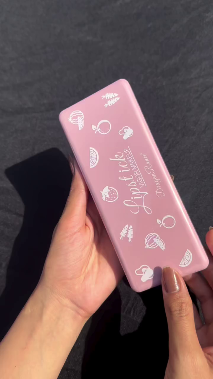 Strawberry-Themed Matte Lipstick Gift Set – 10-Piece Long-Lasting Moisturizing Lipsticks in a Cute Pink Travel Case, Lightweight and Compact for Daily Makeup, Perfect for Gifting or Personal Use