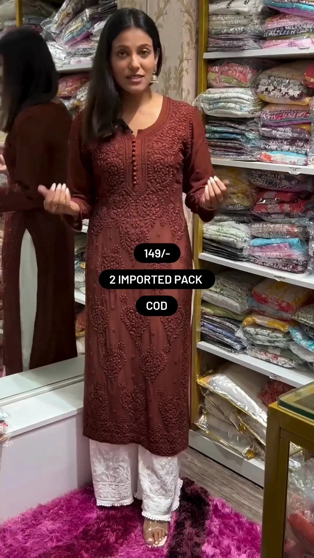 Elegant Long Imported Embroidered Kurti Pack – Set of 2 Stylish Full-Length Designs