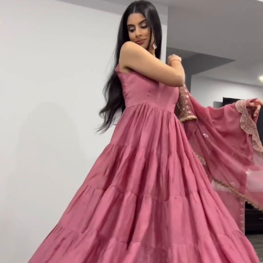 Ethnic White Anarkali Suit With Dupatta,2 Piece Set Readymade Suit For Woman,classy Fox Georgette Fancy Casual Wear Gown And White Salwar Kameez Partywear Anarkali