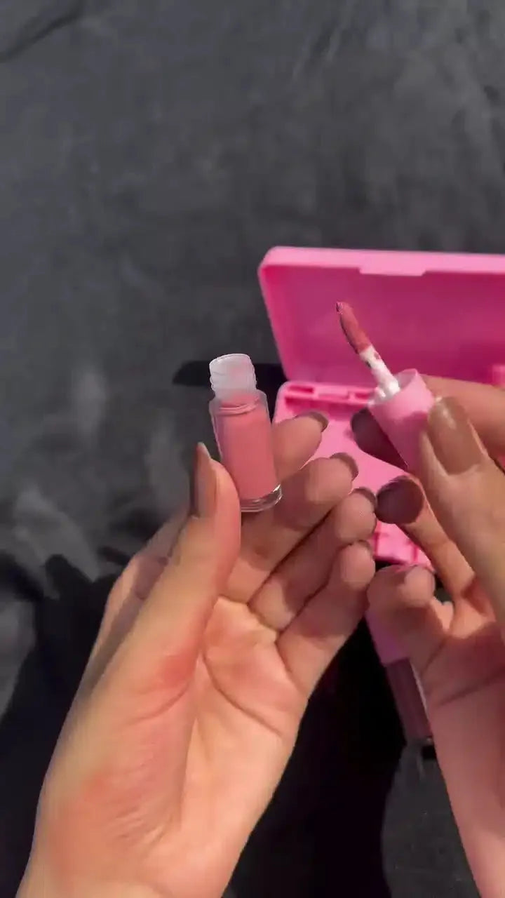 Mini Lip Gloss Set in Pink Travel Case