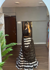 Exclusive Black & White Georgette Lehenga Set With Sequin Embellishments