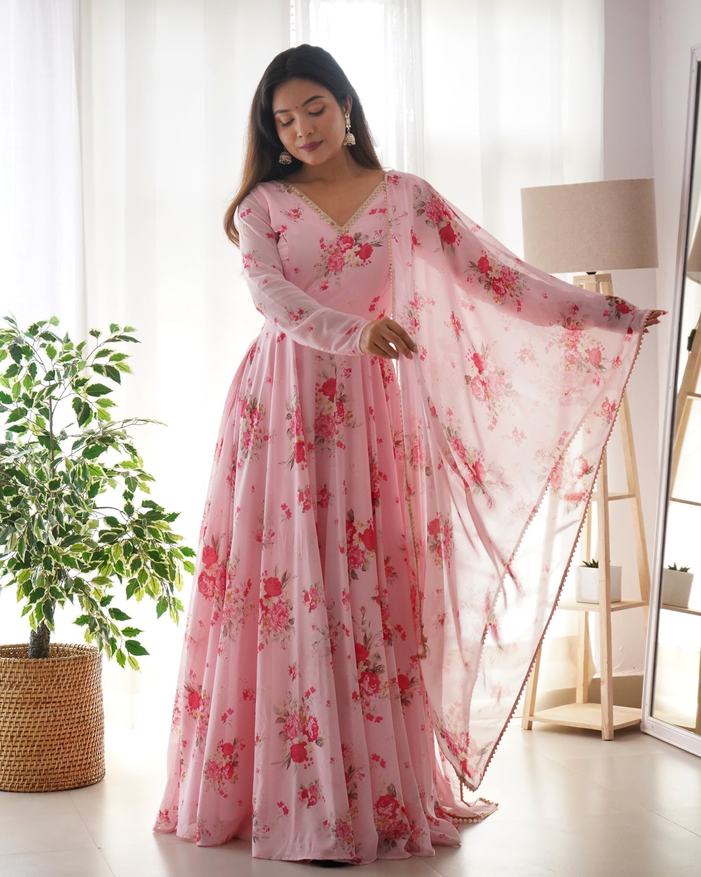 Party Wear Fox Georgette With Digital Printed Maxi Gown