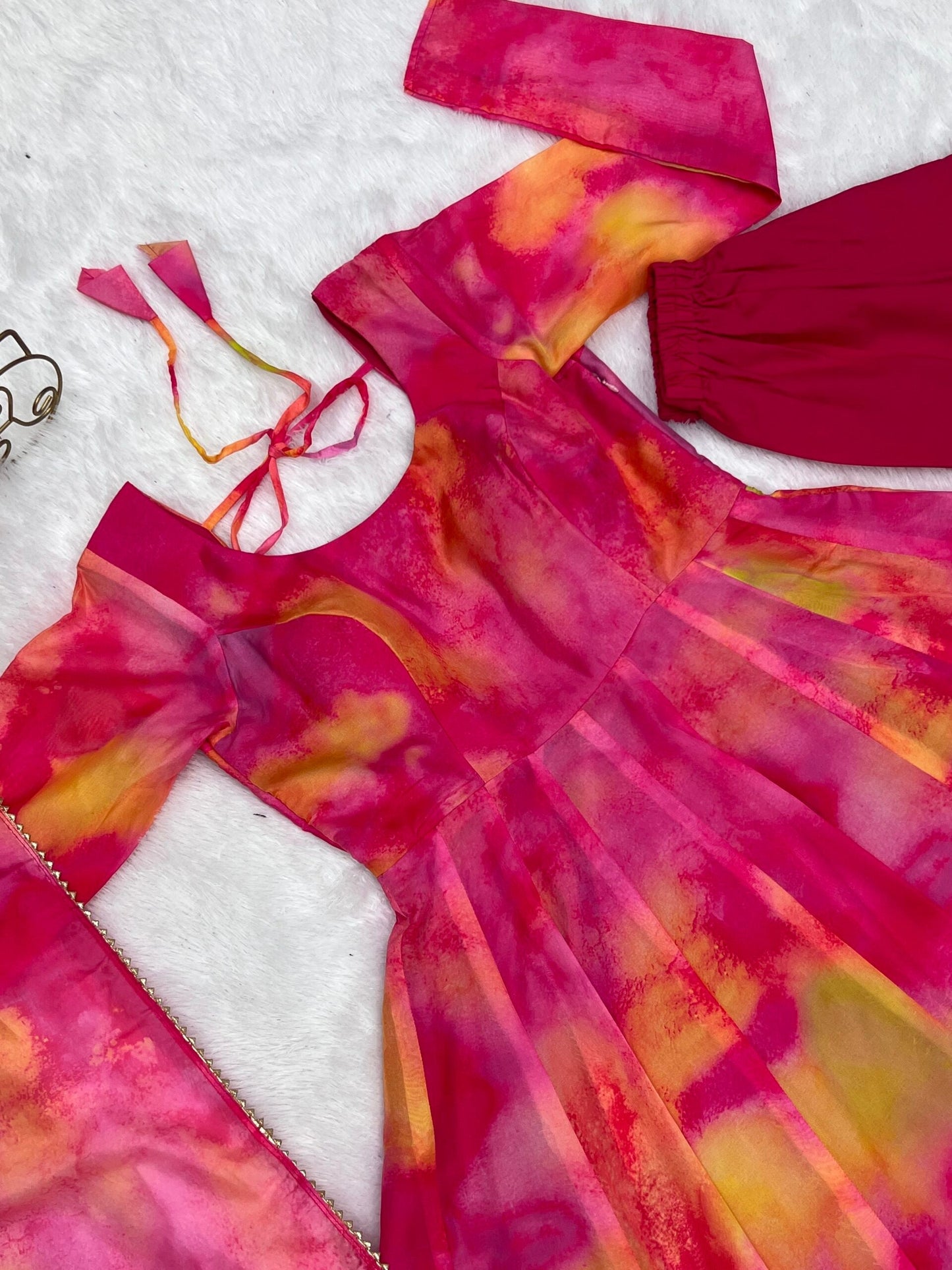 Trendy Printed Anarkali Gown Suit For Women, Indian Wedding Mehendi Festival Bridesmaids Party Wear Dress, Stitched Indian Dresses