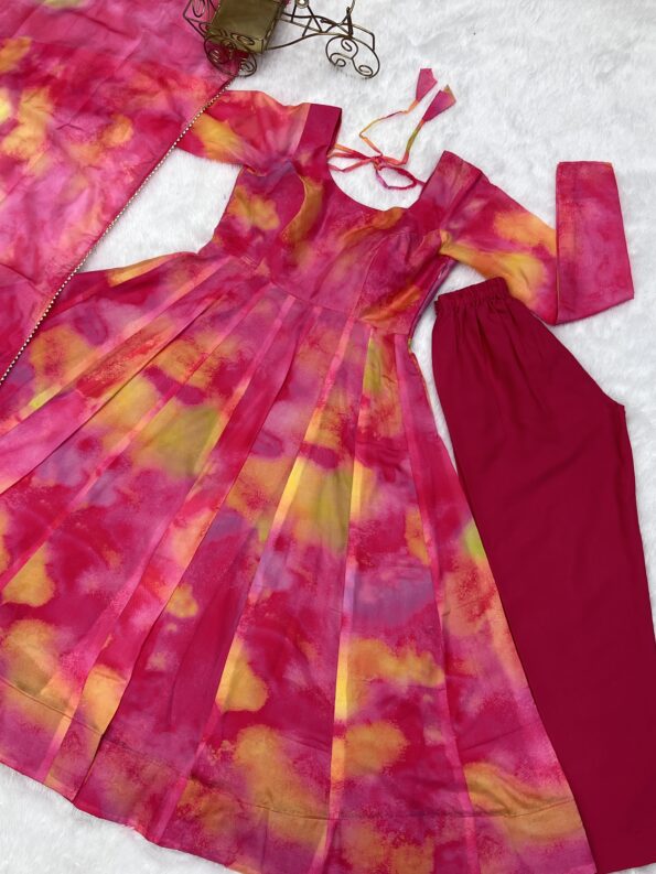 Trendy Printed Anarkali Gown Suit For Women, Indian Wedding Mehendi Festival Bridesmaids Party Wear Dress, Stitched Indian Dresses