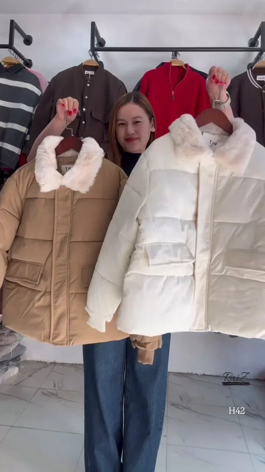 Luxurious Faux Fur Collar Quilted Puffer Jacket for Women – Warm, Stylish, and Comfortable Outerwear for Cold Winter Days