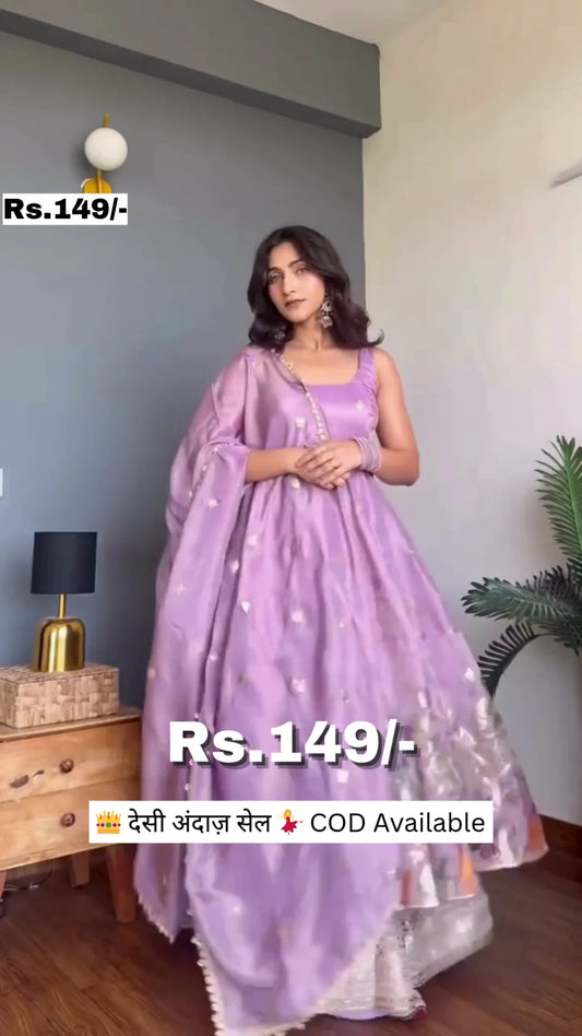 Premium Festive Ethnic Anarkali Dress with Elegant Embroidered Dupatta and Designer Sleeveless Corset-Style Bodice – Perfect Traditional Outfit for Weddings, Festive Celebrations, Party Wear