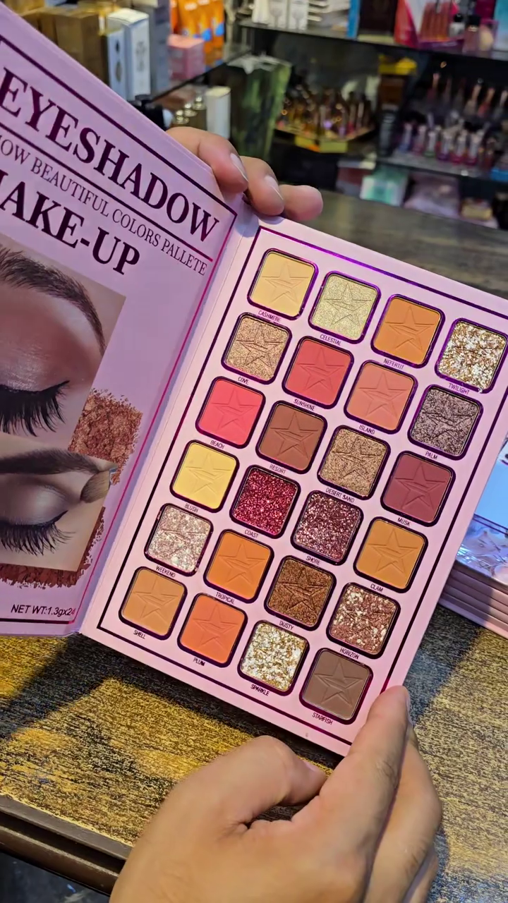 All-in-One Professional Makeup Book Palette with Face Powders, Contours, Eyebrow Powders, Creams and 24-Color Eyeshadow Collection Featuring Matte, Shimmer and Glitter Shades for Full Face Makeup