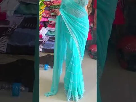 Blue Georgette New Heavy Designer Beautiful Saree