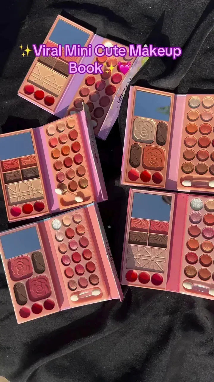 All-in-One Mini Makeup Book – Versatile Eyeshadow, Blush, and Lip Palette for Effortless Beauty On-the-Go
