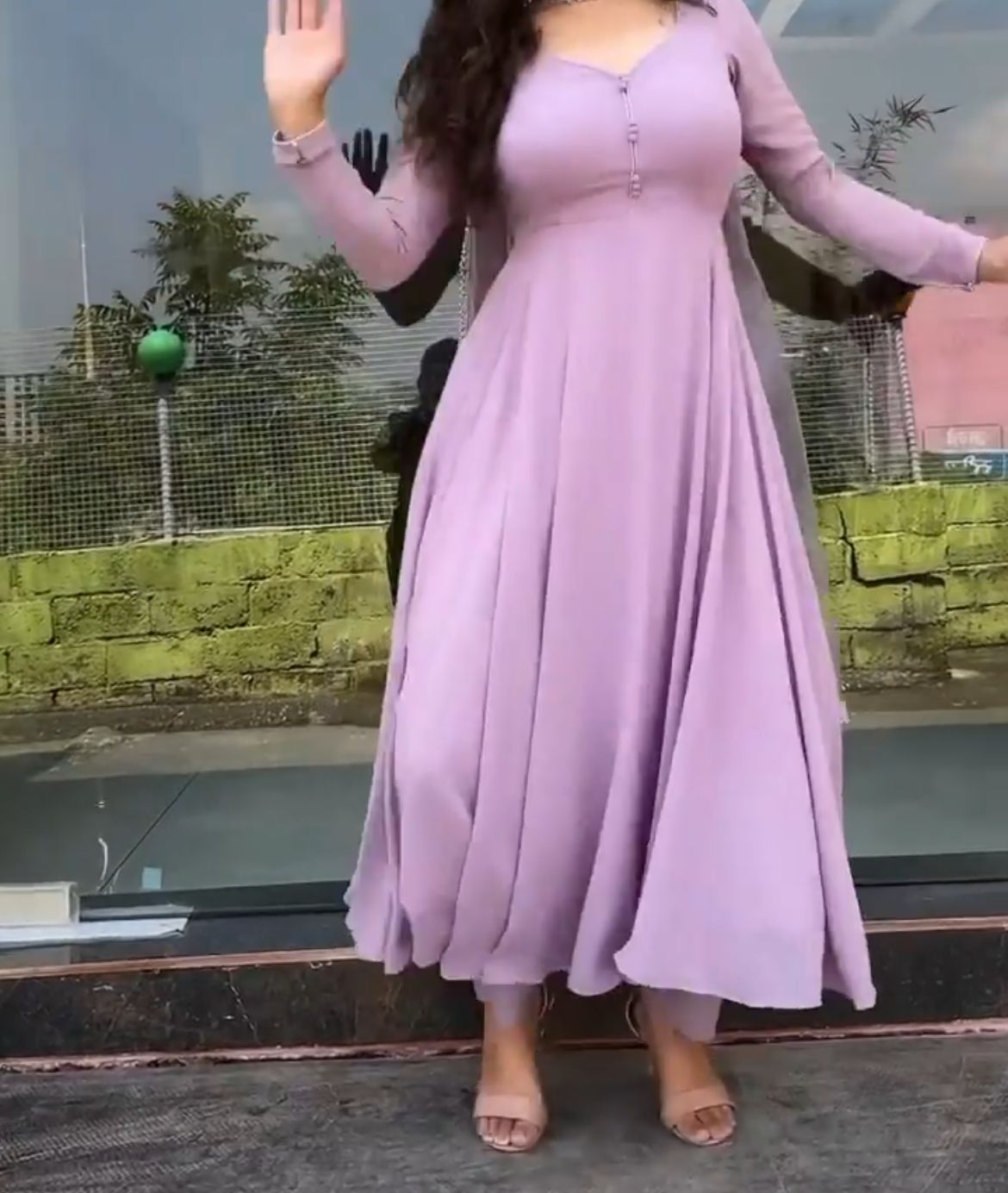 Purple Color Pure Soft Fox Georgette Fully Flair Gown,duppta Set Ready To Wear Fully Sttiched