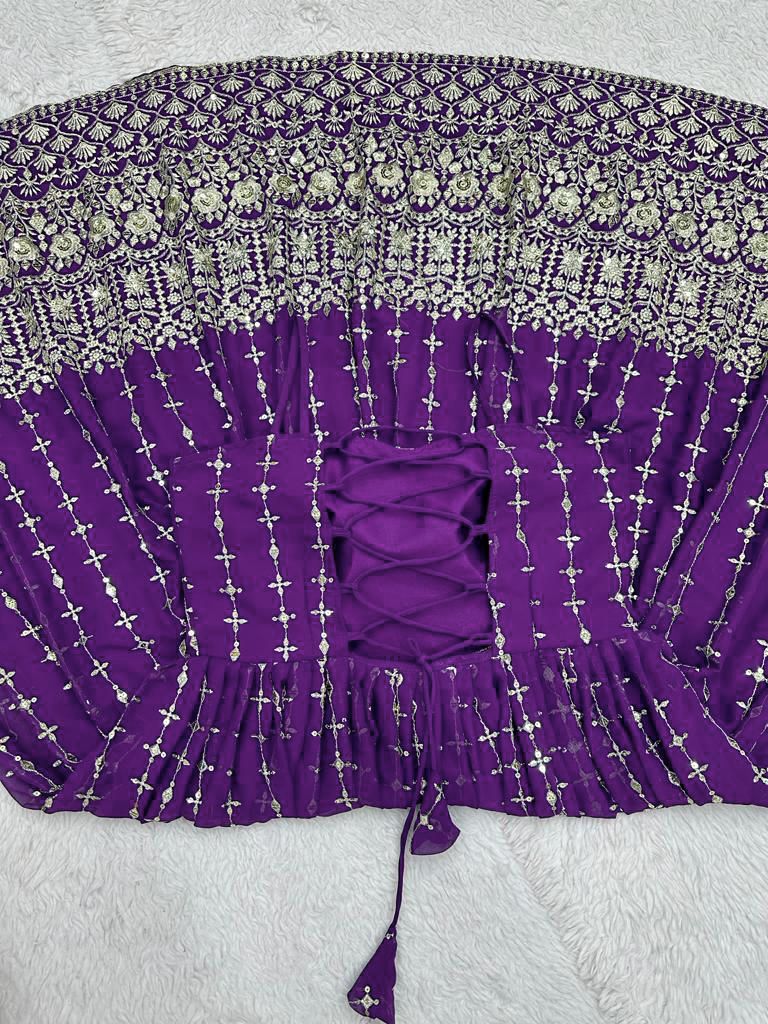 Indian Designer Purple Georgette Full Flared Anarkali With Heavy Embroidery Work Dupatta Ethnic Wear, Party Outfit, Anarkali Readymade Suits