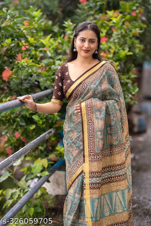 Trendy Kota Doriya Cotton Saree With Zari Weaving Border