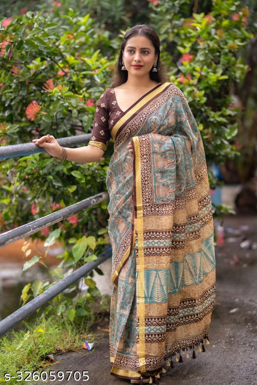 Trendy Kota Doriya Cotton Saree With Zari Weaving Border