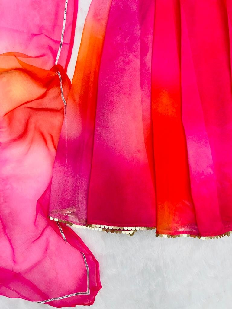 Digital Printed Pure Georgette Fabric Anarkali Suit With Huge Flair With Dupatta