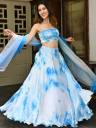 Party Wear Bollywood Style Organza Digital Floral Printed Lehenga Choli With Ruffle Dupatta For Women Bridesmaid Chaniya Choli