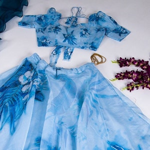 Party Wear Bollywood Style Organza Digital Floral Printed Lehenga Choli With Ruffle Dupatta For Women Bridesmaid Chaniya Choli