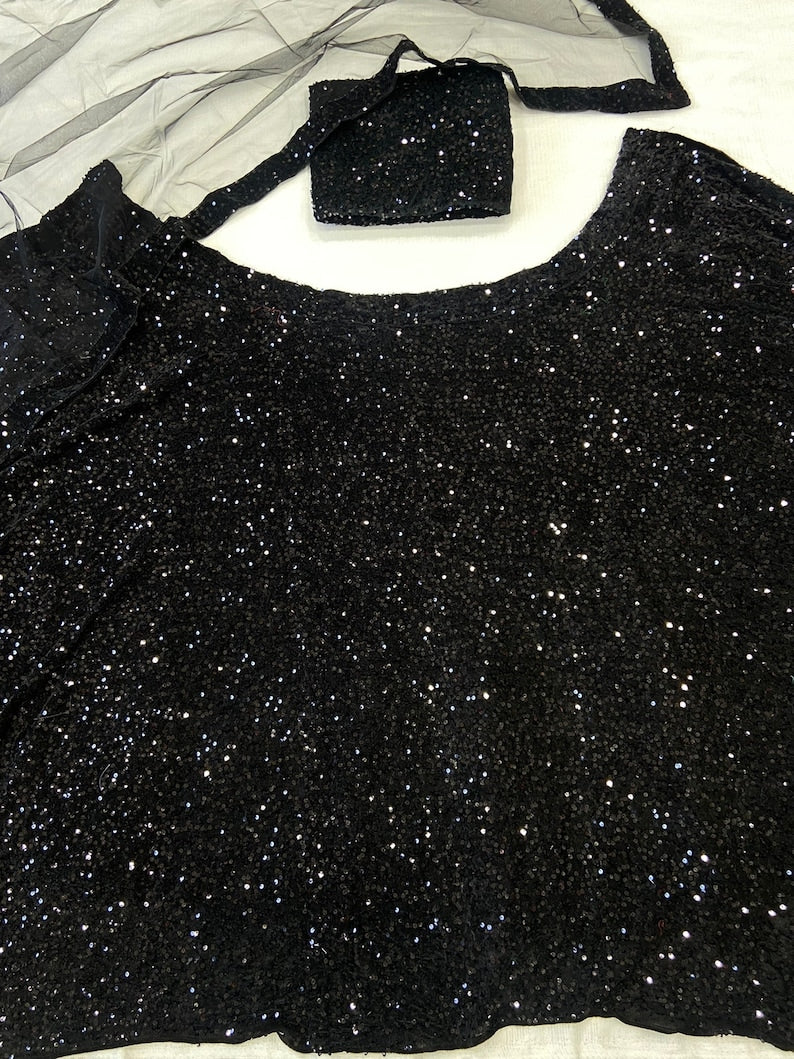 Indian Lehengas For Women Ready To Wear Party Wedding Wear Lehenga Choli Black Lehenga For Women Gift For Her Pakistani Lehenga Choli Gliter