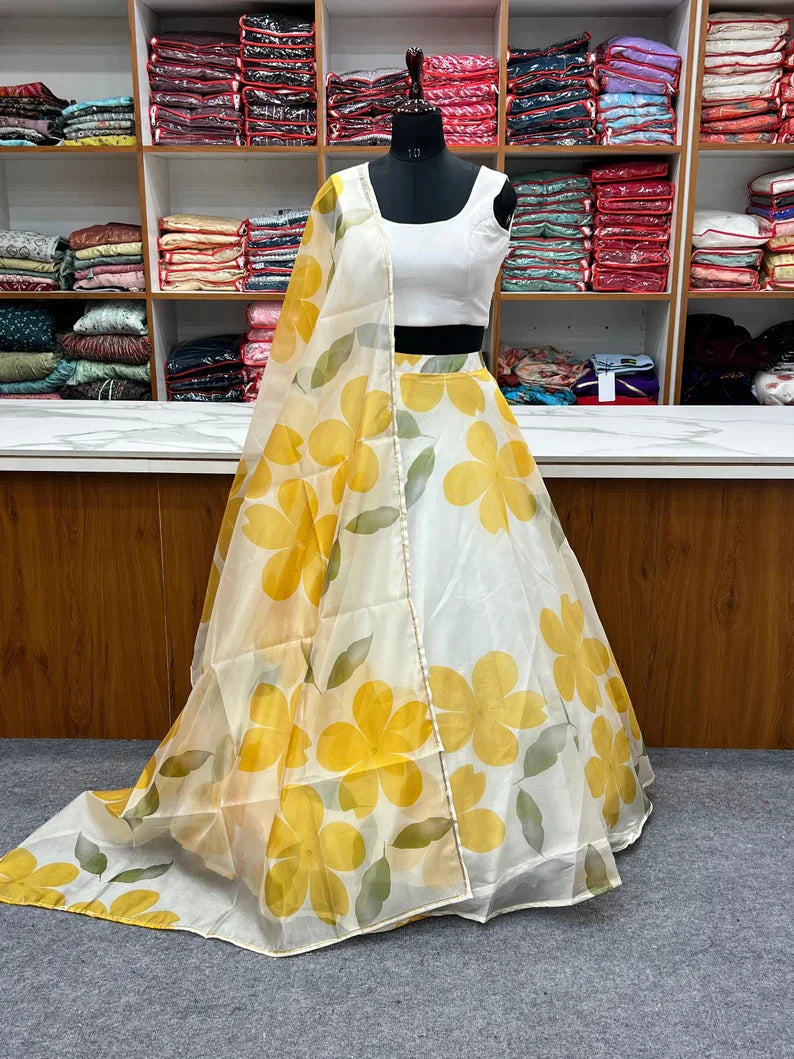 New Printed Flower Lehenga Choli With Dupatta