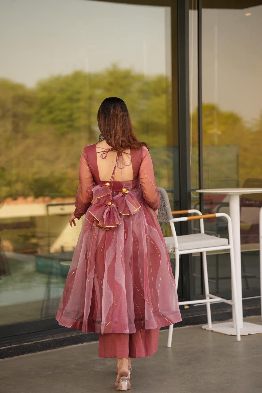 Pink Digital Printed Faux Georgette Anarkali Gown