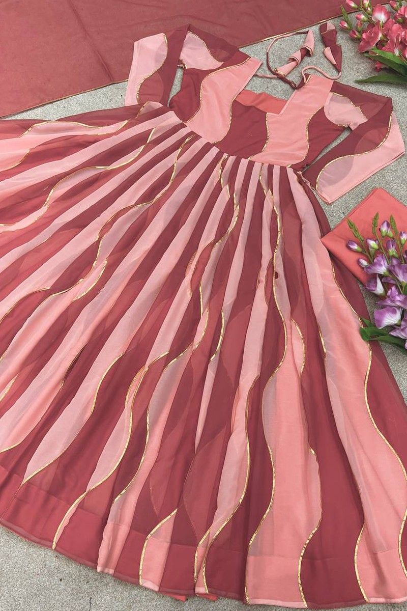 Pink Digital Printed Faux Georgette Anarkali Gown