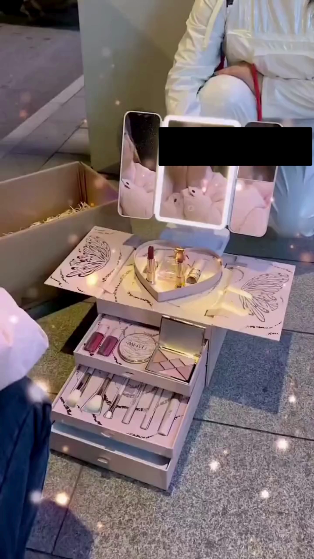 Luxury Makeup Gift Box with Mirror, Lipsticks, Brushes & Full Cosmetic Set