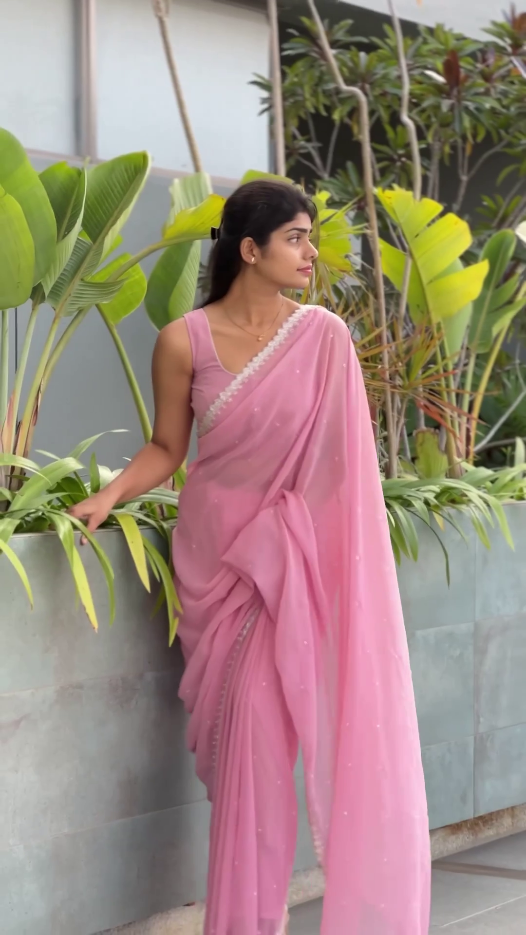 Floral Printed Beads And Stones Pure Georgette Sarees