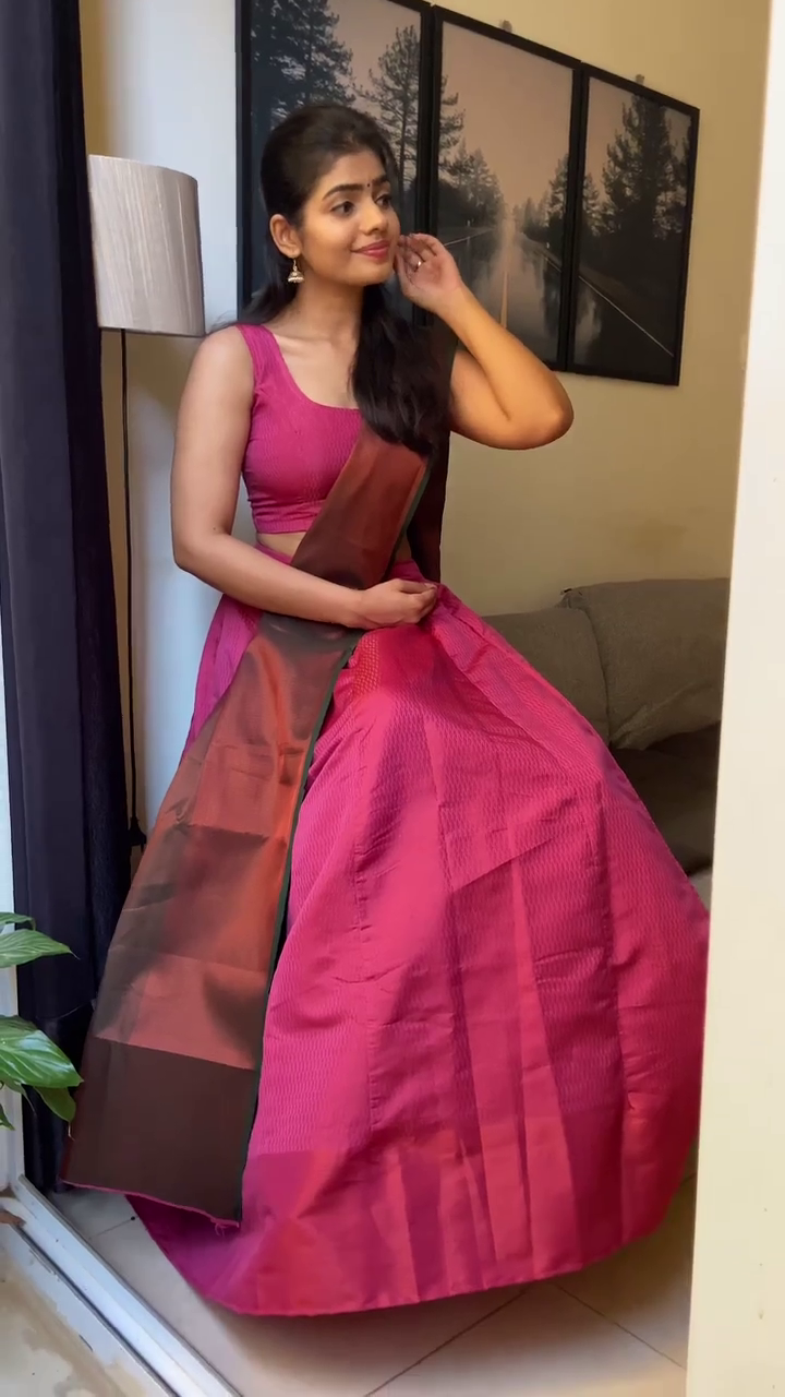 Designer Jacquard Pink Lehenga Choli