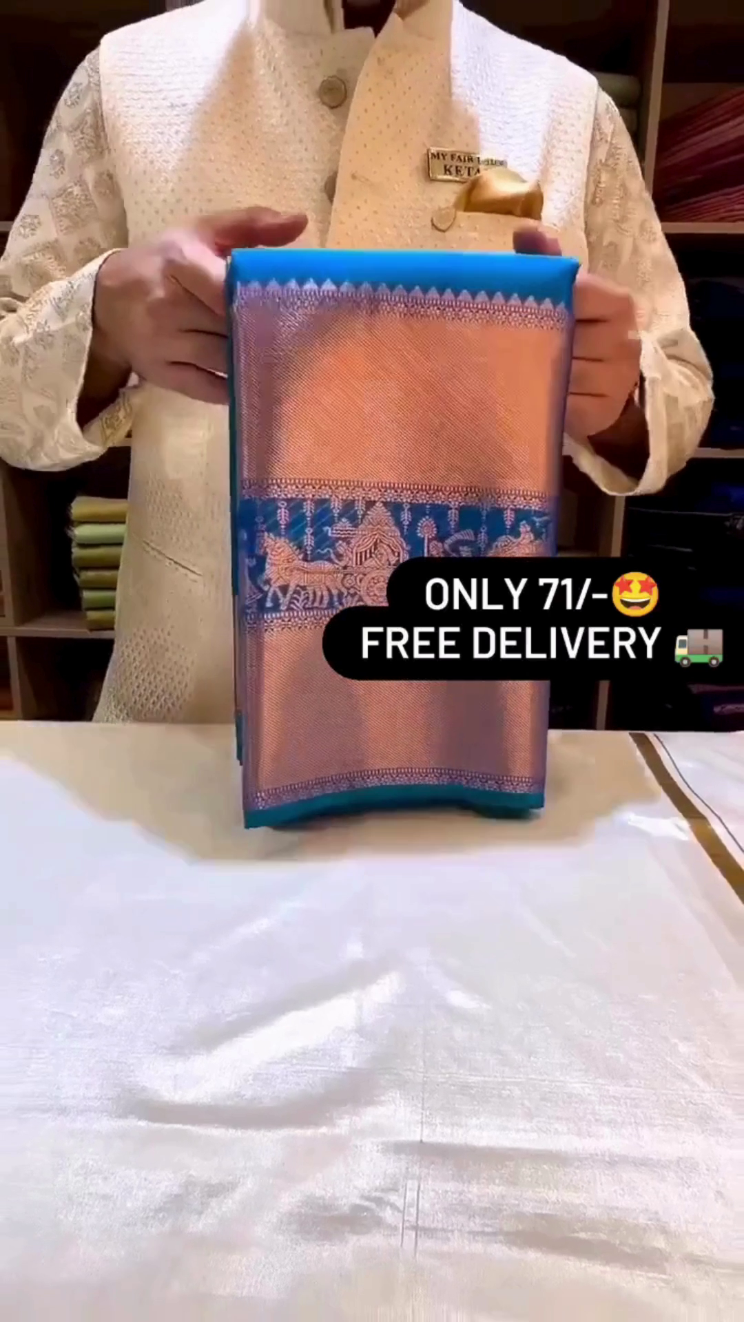 Beautiful Sky Blue Silk Saree